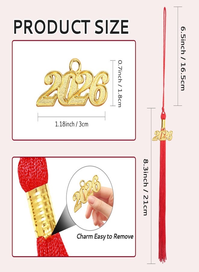 Nelisylux 2026 Tassel Graduation, Red Graduation Tassel, Tassel Charms for Graduations Cap Decorations, Tassels Memorial Grad Cords Class of 2026 College High School Graduate Hat Ceremonies Accessories - Image 2